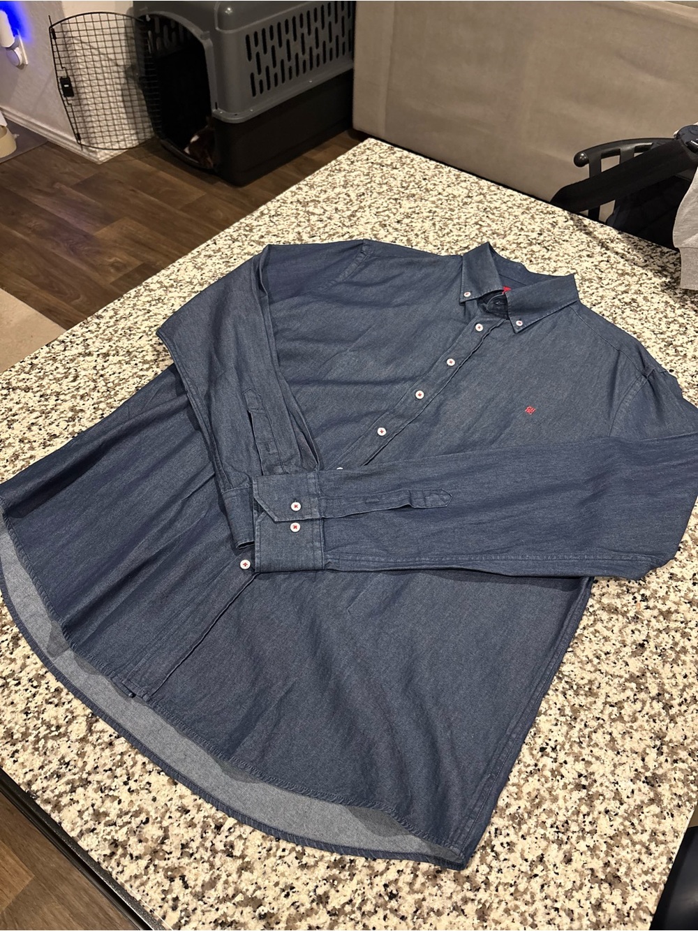 Carolina Herrera Men’s Denim Long Sleeve Button Down | Blue | XL